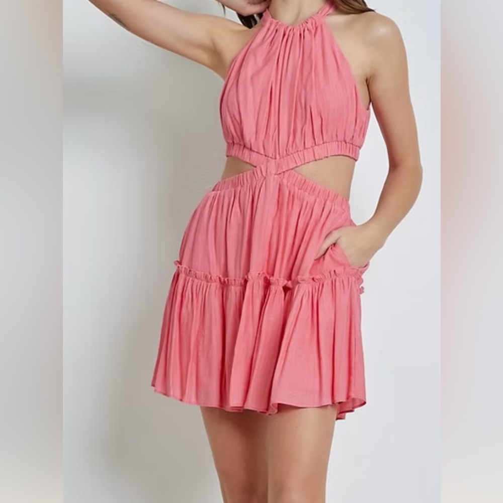 Pink Sleeveless Cutout Dress